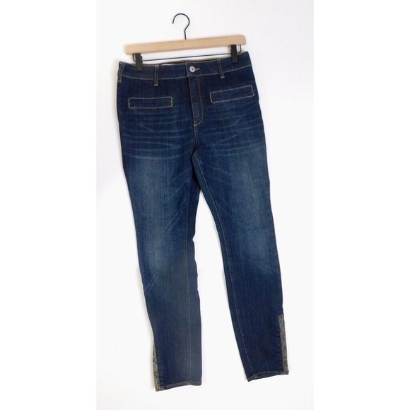 NEW!! Anthropologie PILCRO High Rise Snake Trims Dark Wash Skinny Jeans Size 30 - Picture 3 of 16